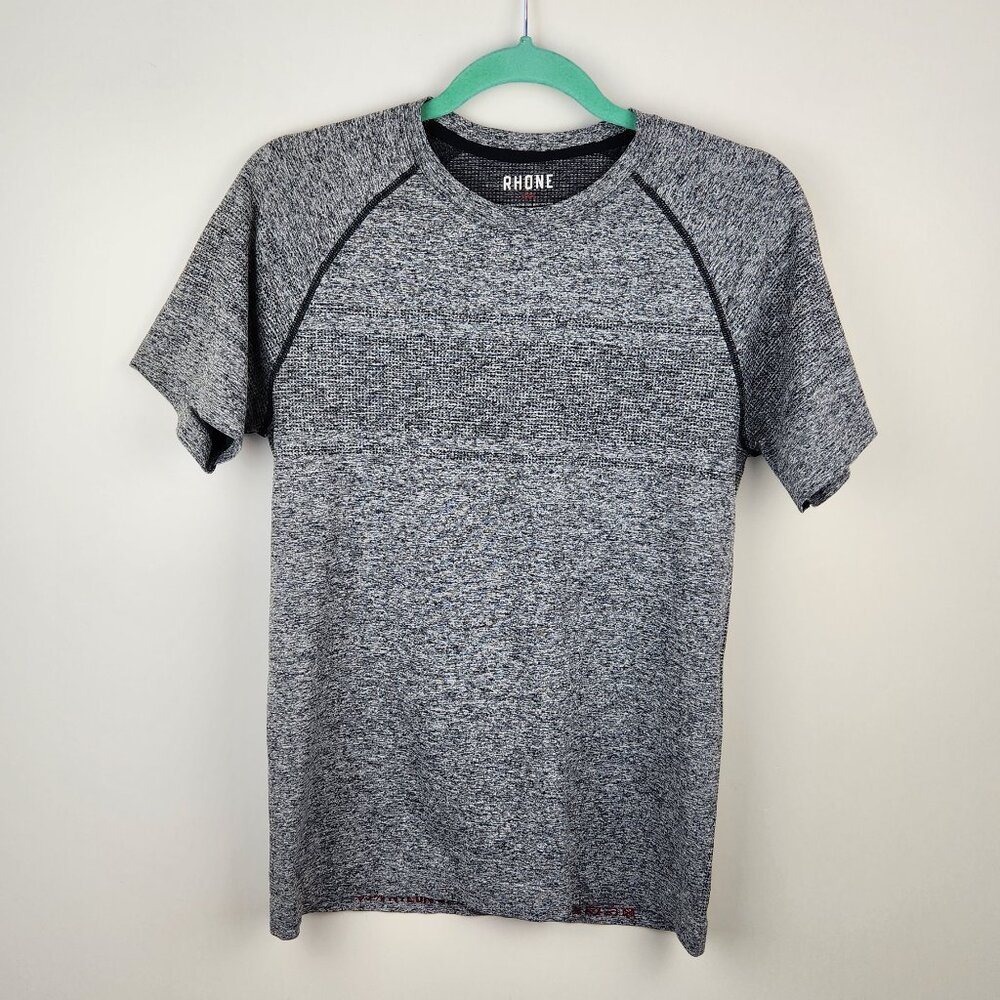 Rhone Heather Gray Short Sleeve Raglan Active Tee sz S